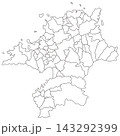 分割できる福岡県白地図　区市町分け 143292399