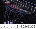 Audio Cable Connections on Mixing Board 143294105