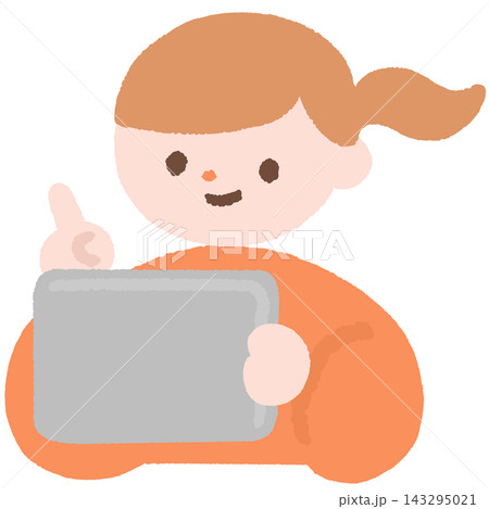 タブレットを使う女の子の日常イラスト タブレットを使う女の子の日常イラスト 143295021