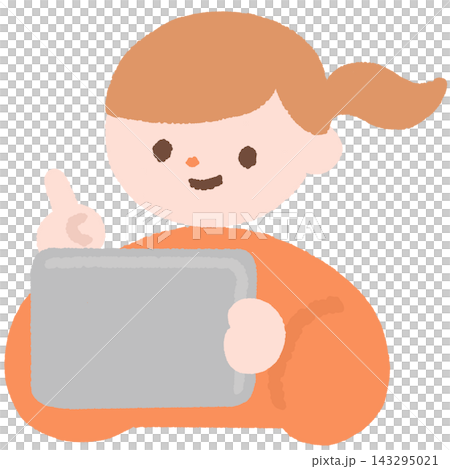 タブレットを使う女の子の日常イラスト タブレットを使う女の子の日常イラスト 143295021