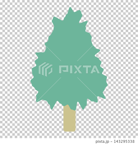 A simple illustration of a green tree with a shape close to a triangle. 143295338