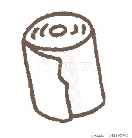 トイレットペーパー1ロールのカラーイラスト（トイレ用品・日用品） 143295765