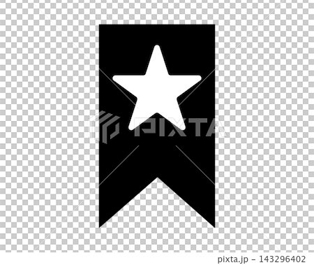 A bookmark ribbon icon illustration with a star mark. A bookmark ribbon icon illustration with a star mark. 143296402