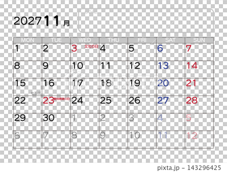 2027年カレンダー 11月 2027年カレンダー 11月 143296425