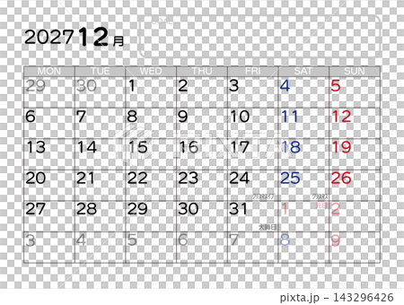 2027年12月曆 143296426