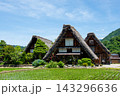 世界遺産、白川郷合掌造り集落　春、荻町三つ子合掌 143296636