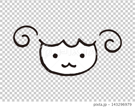 年賀状やデザイン素材に使える手書き風の可愛い羊の顔のイラスト 143296979