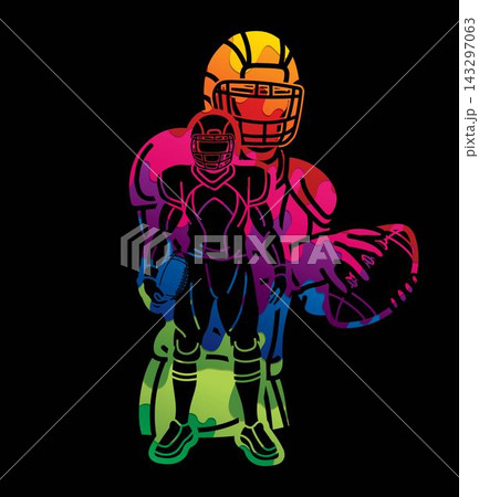 American Football Sport Male Players Mix Action Cartoon Graphic Vector American Football Sport Male Players Mix Action Cartoon Graphic Vector 143297063