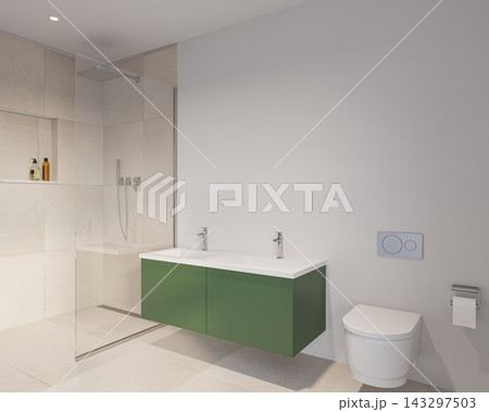 modern bathroom with toilet and tiles modern bathroom with toilet and tiles 143297503