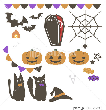 かわいいハロウィンのイラストセット 143298918