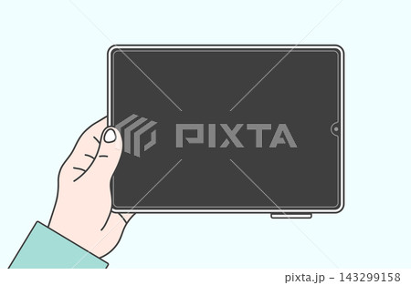 横向きのタブレットを片手で持つ手のイラスト 横向きのタブレットを片手で持つ手のイラスト 143299158