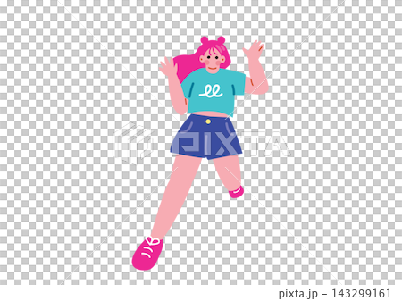 Illustration of a cute girl jumping Illustration of a cute girl jumping 143299161