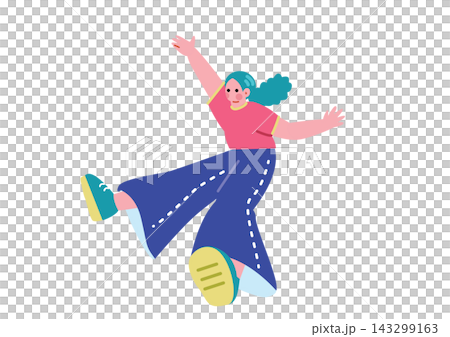 ジャンプする可愛い女の子のイラスト ジャンプする可愛い女の子のイラスト 143299163