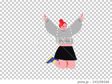 可愛女孩跳躍的插圖 可愛女孩跳躍的插圖 143299166