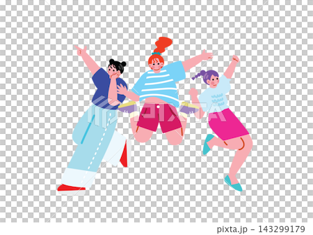 Illustration of a cute girl jumping Illustration of a cute girl jumping 143299179