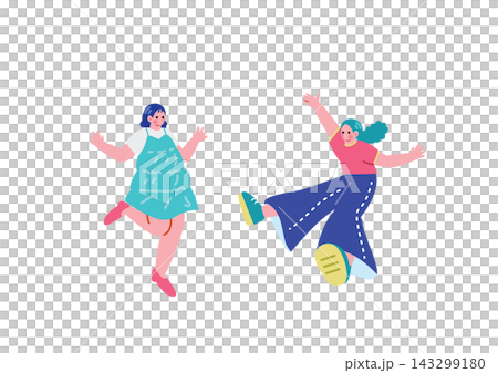 可愛女孩跳躍的插圖 可愛女孩跳躍的插圖 143299180