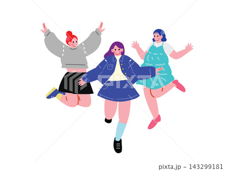 ジャンプする可愛い女の子のイラスト ジャンプする可愛い女の子のイラスト 143299181