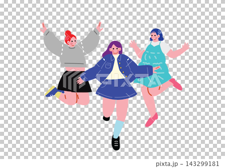 ジャンプする可愛い女の子のイラスト ジャンプする可愛い女の子のイラスト 143299181