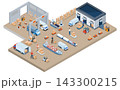 Automated Warehouse and Logistics System with AGV Isometric Illustration 143300215