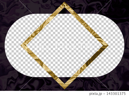 Gold-framed diamond-shaped fluid marble background frame 143301375
