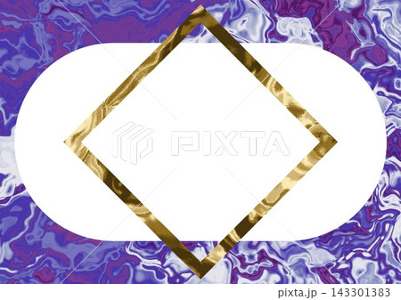 金枠菱形紫流体マーブル背景 143301383