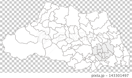 埼玉縣可分割空白地圖 143301497