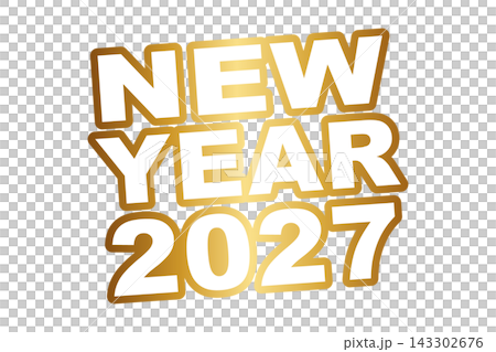 以白色和金色字母設計慶祝2027年新年 143302676