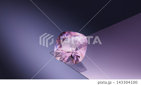 Luxurious jewelry presentation, pink diamond on reflective glass sheet, 3d illustration. Luxurious jewelry presentation, pink diamond on reflective glass sheet, 3d illustration. 143304100
