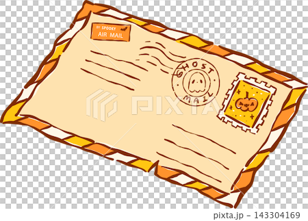 Spooky Mail Halloween Delivery, Air Mail Envelope Hand Drawn Illustration Spooky Mail Halloween Delivery, Air Mail Envelope Hand Drawn Illustration 143304169