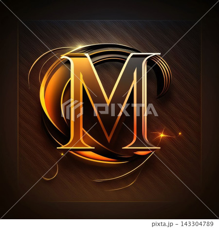 Elegant letter M on a brown background. Vector illustration. Elegant letter M on a brown background. Vector illustration. 143304789