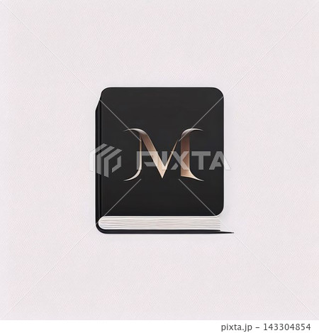Black book with letter M on a white background. 3d rendering Black book with letter M on a white background. 3d rendering 143304854