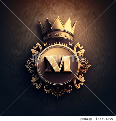 Luxury emblem with crown and letter M. 3D rendering Luxury emblem with crown and letter M. 3D rendering 143304859