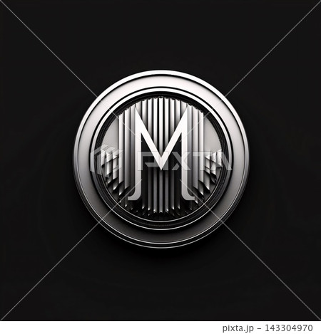 Silver metal letter M on a black background. 3d rendering. Silver metal letter M on a black background. 3d rendering. 143304970