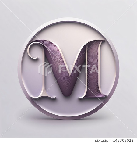 3d glossy metal letter M, vector font with shadow and light reflections 3d glossy metal letter M, vector font with shadow and light reflections 143305022