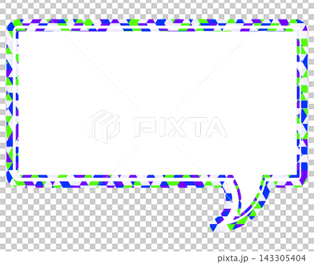 Stained glass style speech bubble, triangle pattern, square 143305404