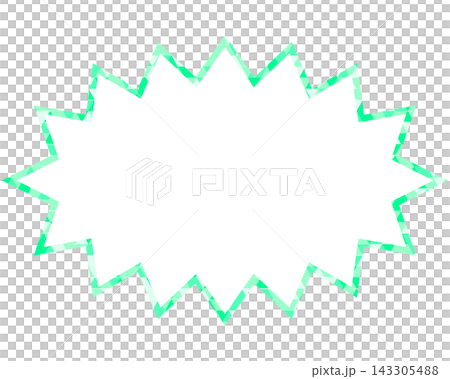 Stained glass style speech bubble, triangular pattern, elongated jagged shape 143305488