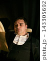 Caucasian actor rehearsing monologue in moody portrait Caucasian actor rehearsing monologue in moody portrait 143305692