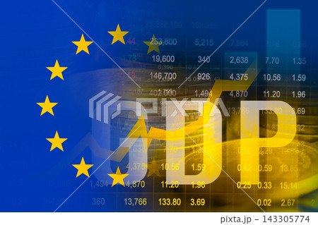 The Gross Domestic Product GDP with EU flag. The Gross Domestic Product GDP with EU flag. 143305774