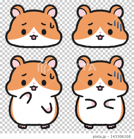 A set of illustrations of a distressed, depressed hamster. A set of illustrations of a distressed, depressed hamster. 143306108