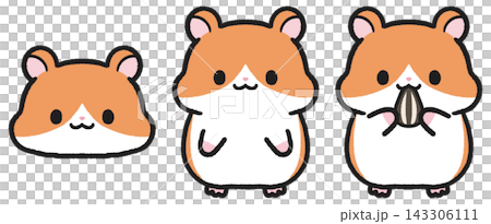 かわいいハムスターのイラストセット	 143306111