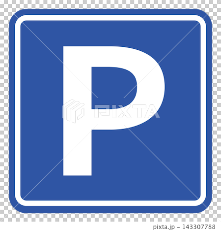 Parking lot sign. A "P" sign on a blue background. Parking lot sign. A "P" sign on a blue background. 143307788