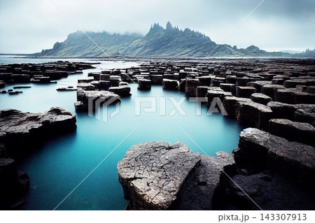aerial view of rocky beach 143307913
