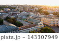 Aerial drone view of roofs in Odessa city at sunset or sunrise. Ukrainian town scape. 143307949