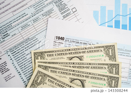 Tax form 1040 U.S. Individual Income Tax Return, business finance concept. Tax form 1040 U.S. Individual Income Tax Return, business finance concept. 143308244