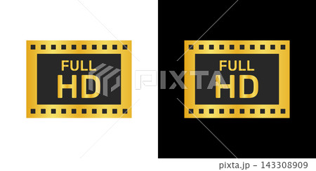 Full Hd Video Quality Filmstrip Badge. Isolated Vector Illustration Full Hd Video Quality Filmstrip Badge. Isolated Vector Illustration 143308909