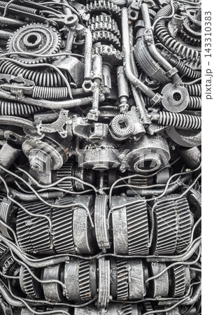 Industrial Metal Gears and Mechanical Parts Texture Background 143310383