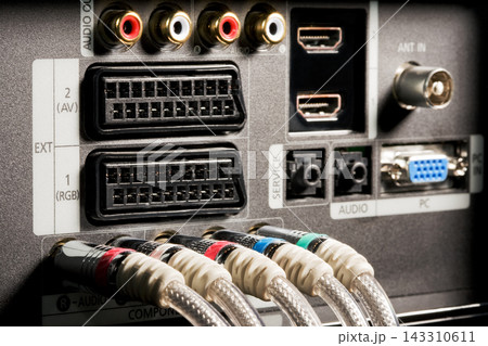 TV Ports and AV Cable Connections on Rear Electronics Panel 143310611