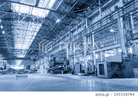 Industrial Factory Interior with Steel Structure and Machinery Industrial Factory Interior with Steel Structure and Machinery 143310764
