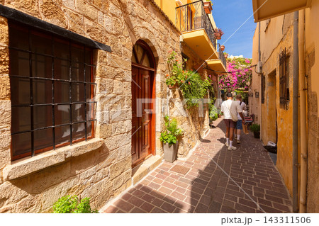 Narrow Street in Chania Old Town, Crete, Greece Narrow Street in Chania Old Town, Crete, Greece 143311506