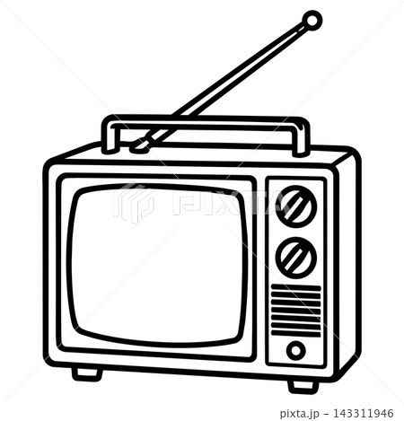 Retro television coloring book page brings nostalgic joy to kids 143311946